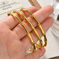 Bamboestructuur Armband van Roestvrij Staal – Klassiek & Elegant Design