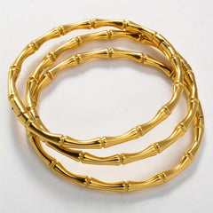 Bamboestructuur Armband van Roestvrij Staal – Klassiek & Elegant Design