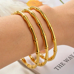 Bamboestructuur Armband van Roestvrij Staal – Klassiek & Elegant Design