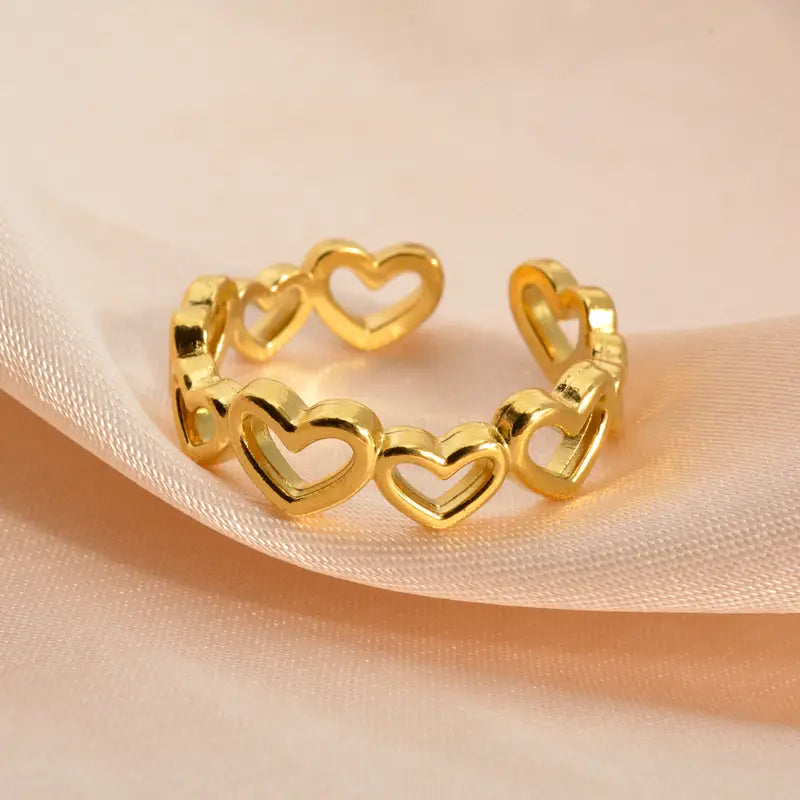 Verstelbare Gouden Hartjesring voor Vrouwen – Roestvrijstalen Love Ring, Schattig & Elegant Cadeau