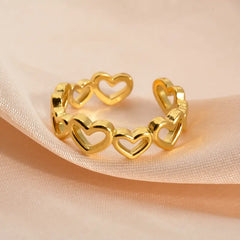 Verstelbare Gouden Hartjesring voor Vrouwen – Roestvrijstalen Love Ring, Schattig & Elegant Cadeau