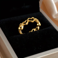 Verstelbare Gouden Hartjesring voor Vrouwen – Roestvrijstalen Love Ring, Schattig & Elegant Cadeau