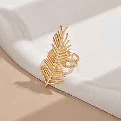 Palmblad Ring van Roestvrij Staal – Verstelbaar, Elegant Design