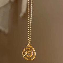 Minimalistische Spiraal Hanger Ketting – Goud & Zilver Roestvrij Staal | Retro Damesketting voor Dagelijks Gebruik & Cadeaus