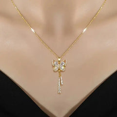 Elegante Vlinder Ketting met Zirkonia – Roestvrij Staal, Valentijnsdag & Cadeau Idee