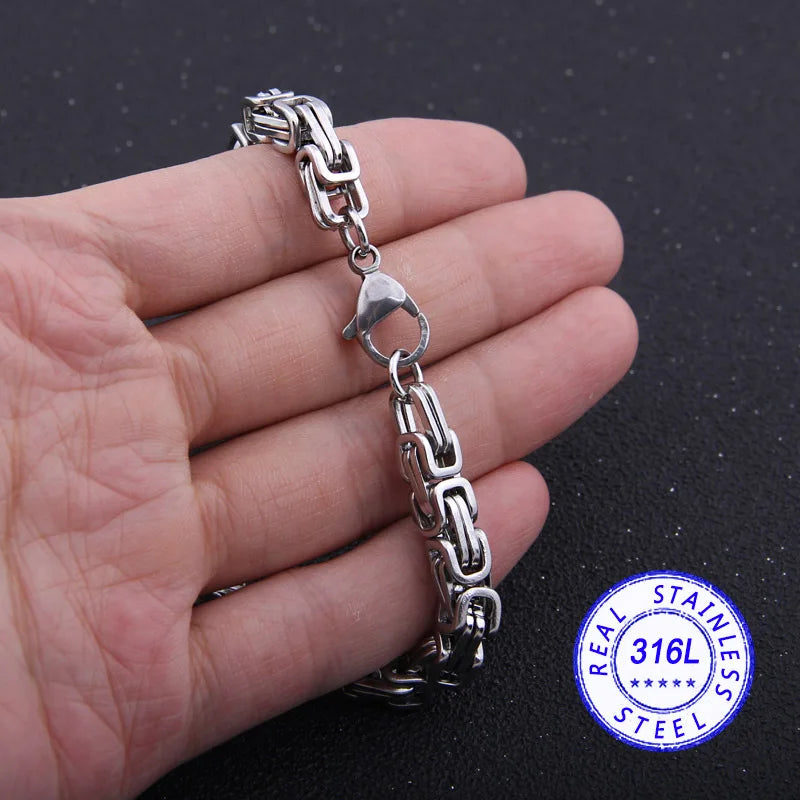 Byzantijnse RVS Armband voor Mannen – Zilverkleurig