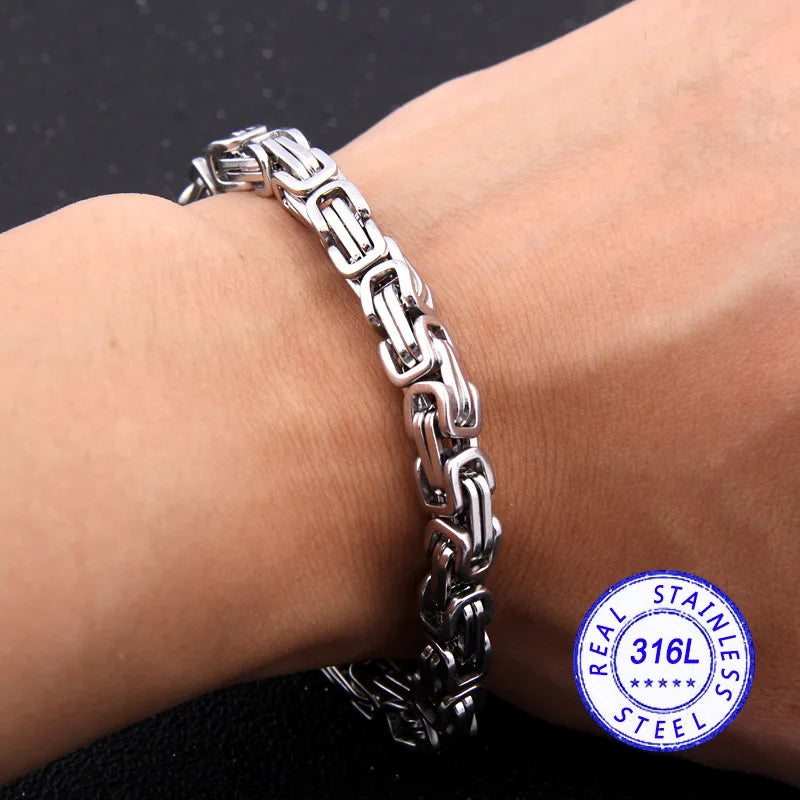 Byzantijnse RVS Armband voor Mannen – Zilverkleurig