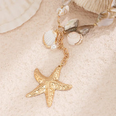 Boho Schelpenketting met Gouden Zeester – Handgemaakte Strandstijl voor Vrouwen