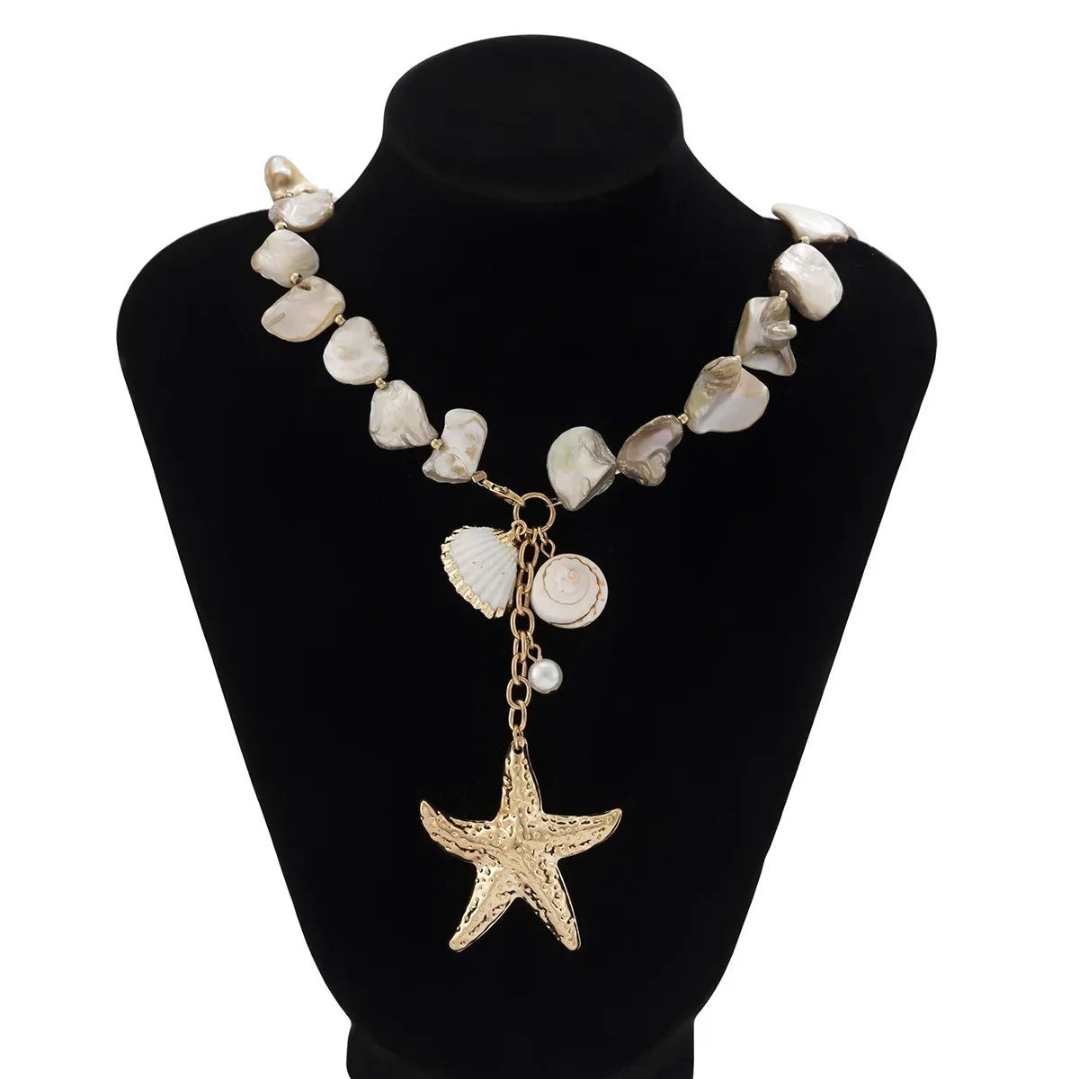 Boho Schelpenketting met Gouden Zeester – Handgemaakte Strandstijl voor Vrouwen