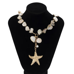 Boho Schelpenketting met Gouden Zeester – Handgemaakte Strandstijl voor Vrouwen