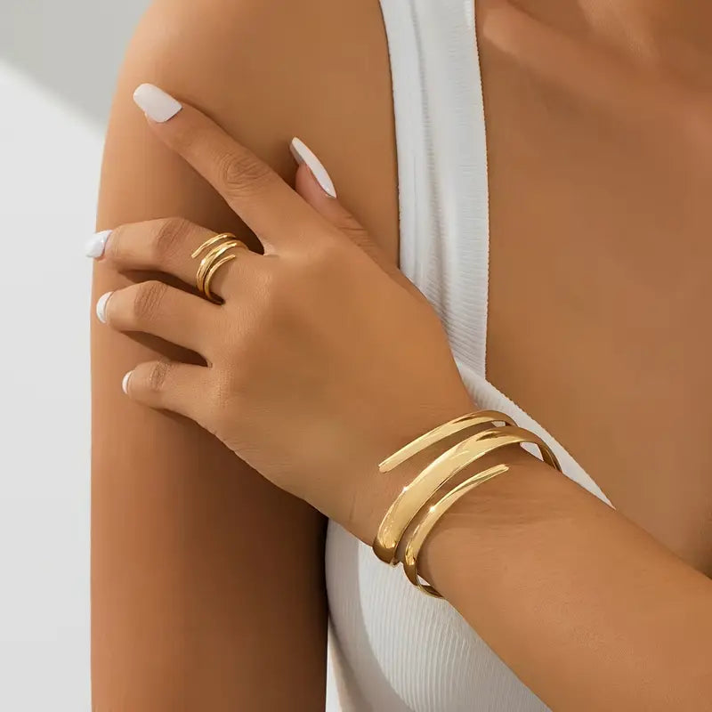 Trendy Verstelbare Armband + Ring Set – Sieraden voor Vrouwen