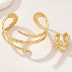 Trendy Verstelbare Armband + Ring Set – Sieraden voor Vrouwen