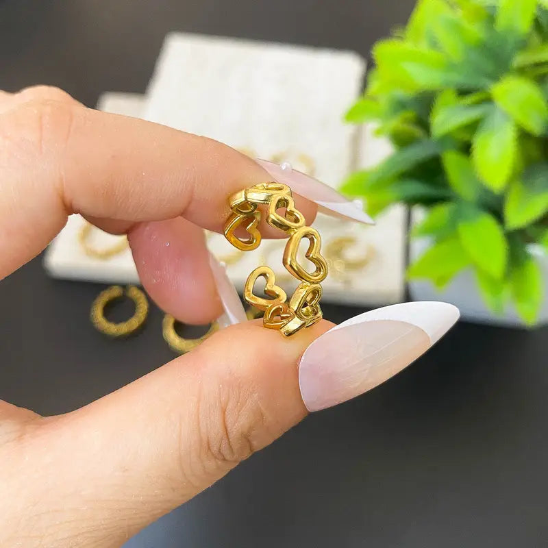Verstelbare Gouden Hartjesring voor Vrouwen – Roestvrijstalen Love Ring, Schattig & Elegant Cadeau