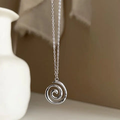 Minimalistische Spiraal Hanger Ketting – Goud & Zilver Roestvrij Staal | Retro Damesketting voor Dagelijks Gebruik & Cadeaus