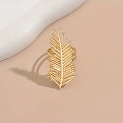 Palmblad Ring van Roestvrij Staal – Verstelbaar, Elegant Design