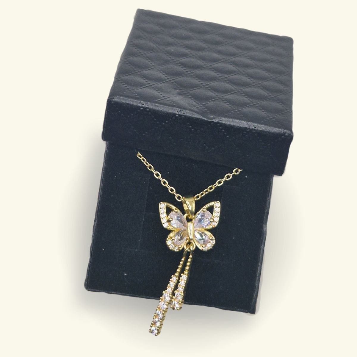 Elegante Vlinder Ketting met Zirkonia – Roestvrij Staal, Valentijnsdag & Cadeau Idee