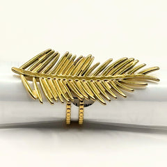 Palmblad Ring van Roestvrij Staal – Verstelbaar, Elegant Design
