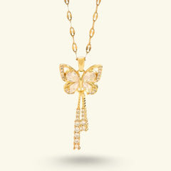 Elegante Vlinder Ketting met Zirkonia – Roestvrij Staal, Valentijnsdag & Cadeau Idee